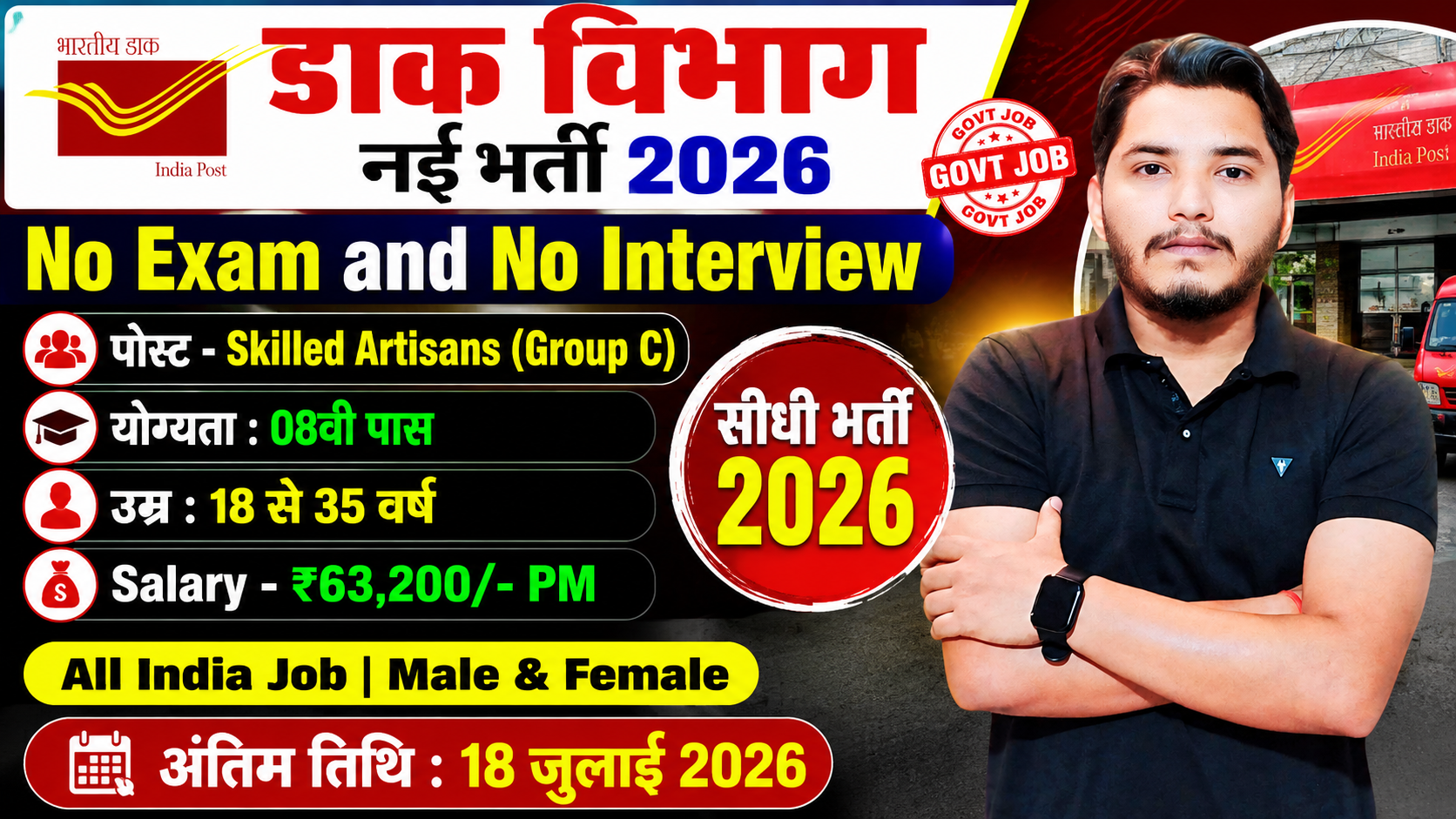 Dak Vibhag Bharti 2026 Notification Out, No Exam and No Interview Dak Vibhag Bharti