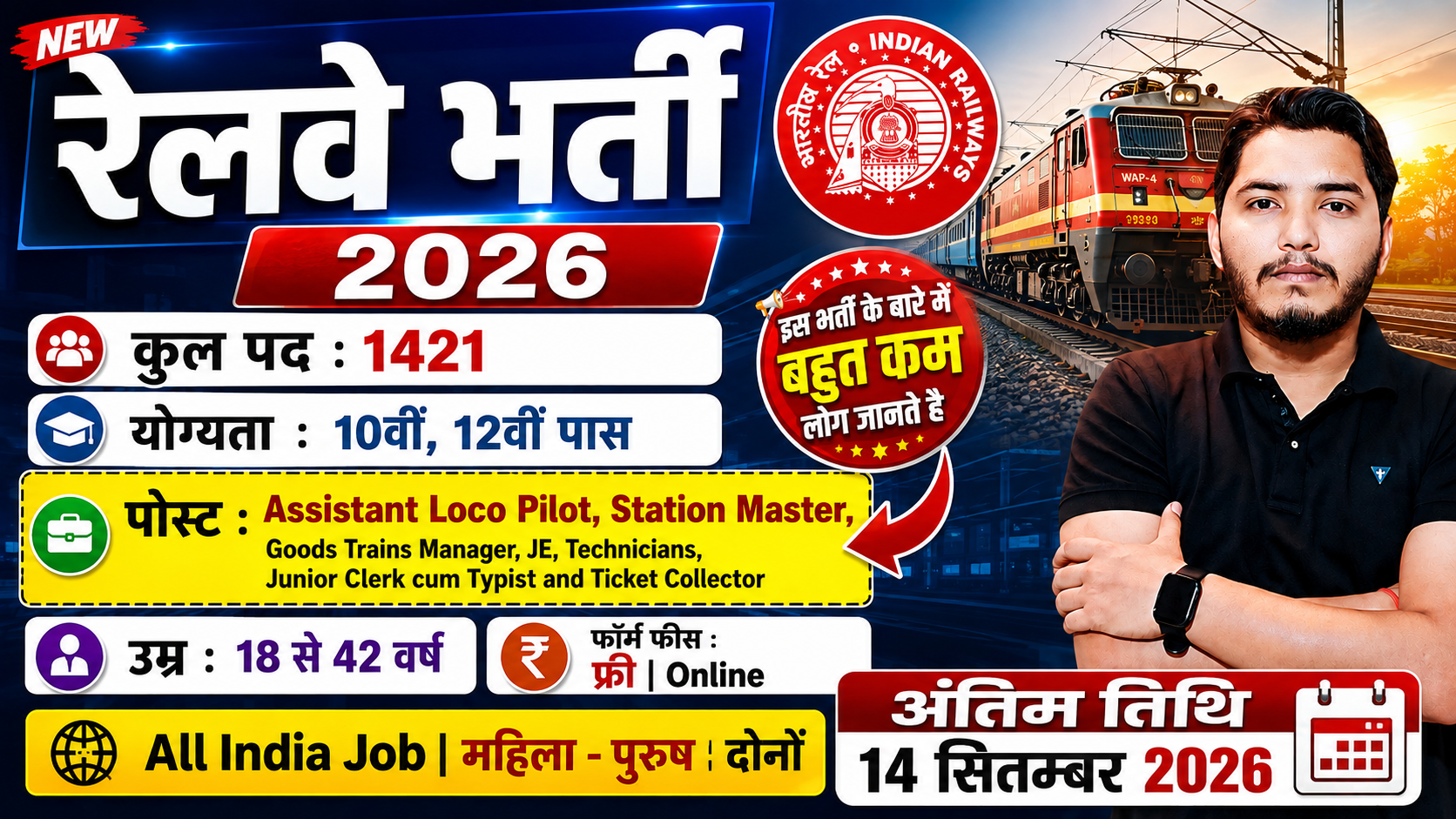 Railway Recruitment 2026 Notification Out For 1421 Post Vacancy Railway Recruitment
